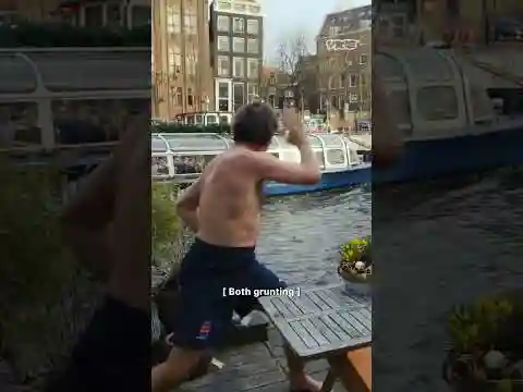 Dipping into Amsterdam's Canals in Winter #shorts #wimhof