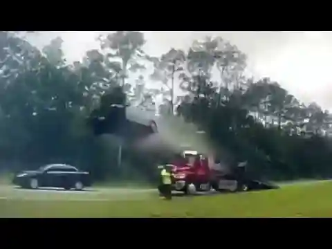 Car goes airborne, flips in wild crash