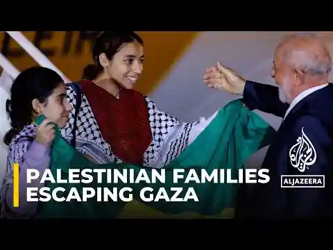 Palestinian families escaping Israeli bombardment on Gaza have reunited with family in Brazil