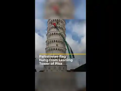 Palestinian flag hung from Leaning Tower of Pisa | AJ #shorts
