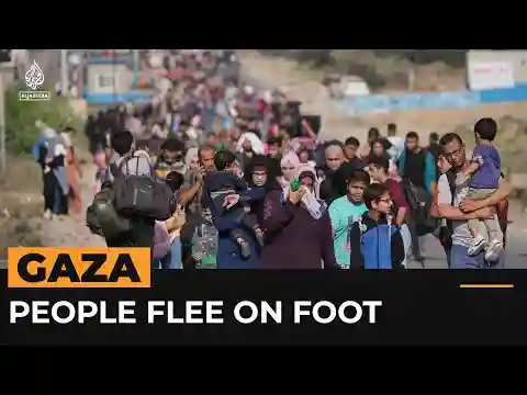 People forcibly displaced from north Gaza are fleeing on foot | Al Jazeera Newsfeed