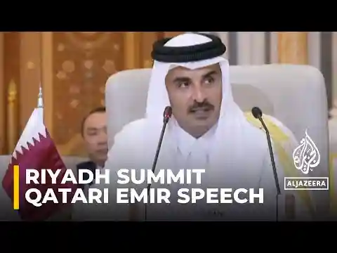 Qatar’s emir condemns silence on Gaza