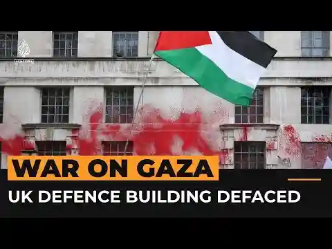 Activists spray paint UK’s Ministry of Defence building red | #AJshorts