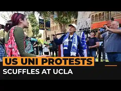 Confrontations between rival protesters at UCLA over Gaza war | AJ #shorts