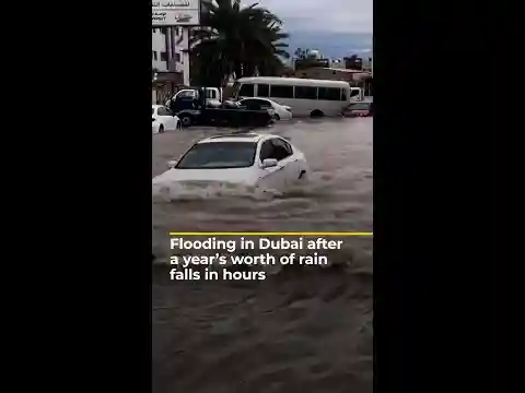 Flooding in Dubai after a year's worth of rain falls in hours| #AJshorts