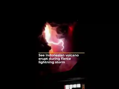 Indonesia’s Mount Ruang volcano erupts during lightning storm | #AJshorts