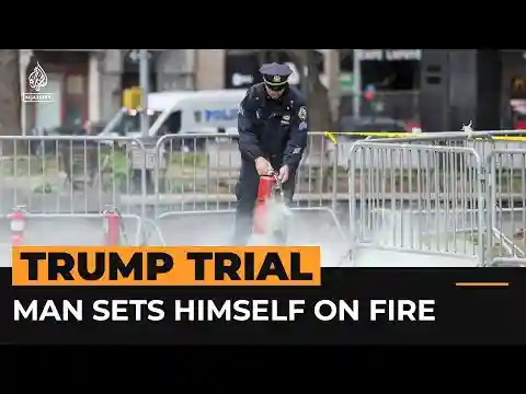 Man sets himself on fire outside Trump trial courthouse | AJ #Shorts