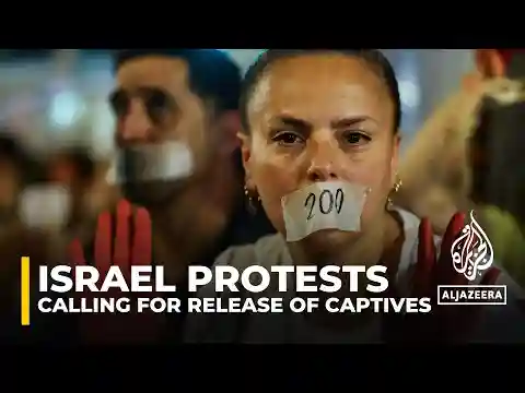 Protests outside Netanyahu residence in West Jerusalem following release of Hamas video