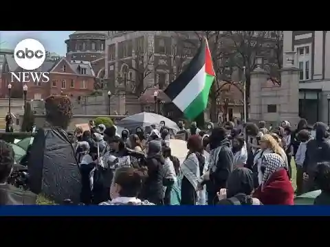 Students protest at Columbia University following president's congressional hearing