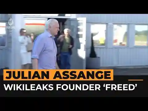 ‘Julian Assange is free’, video shows WikiLeaks founder leaving UK | AJ #shorts