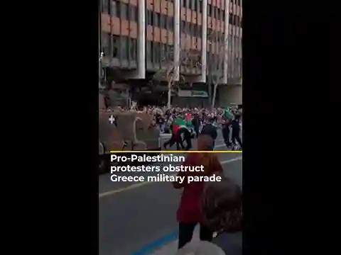 Pro-Palestinian protesters obstruct Greece military parade | #AJshorts