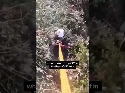 Dramatic rescue after car plunges off cliff #shorts
