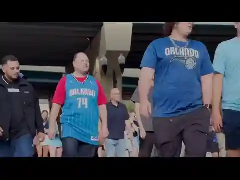 Orlando Magic fans celebrate team's victory against Cavaliers