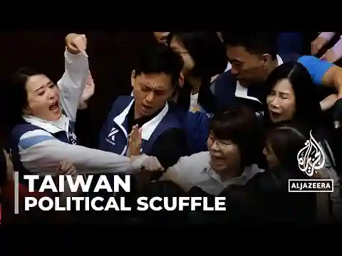 Taiwan reform dispute: Scuffles break out in parliament