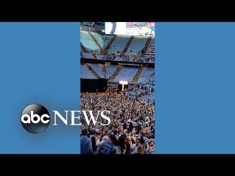 Fans swarm court after UNC’s Final Four win