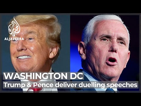 Trump and Pence deliver duelling speeches in Washington, DC