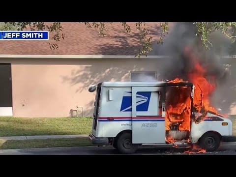 USPS investigating the cause mail truck to catch fire in Orange County
