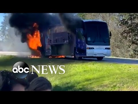 Bus catches on fire with students onboard