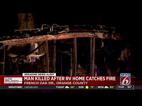 Man killed after RV home catches fire