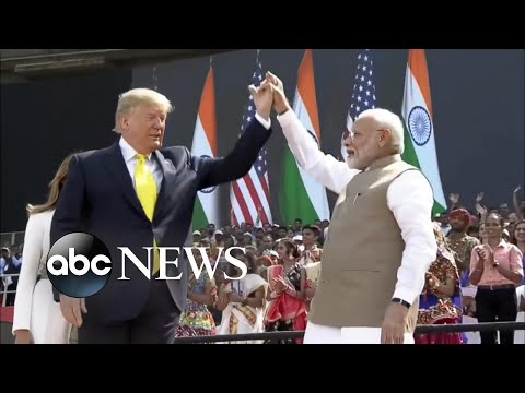 Thousands greet President Trump as he arrives in India | ABC News